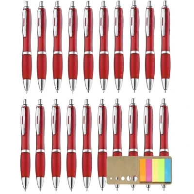 Abbildung von Libetui Pack 20 ergonomische Kugelschreiber Dunkelrot bordeaux Kulis blauschreibend rutschfeste Griffzone Großraumine Blau Weinrot burgund Kuli, mit Haftstreifen