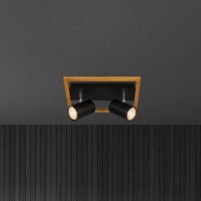 Abbildung von BRILONER Deckenlampe, Deckenleuchte, Lampe, Holzrahmen, Schwenkbar, Wohnzimmerlampe, Schlafzimmerlampe, Küchenlampe, Schwarz Holz