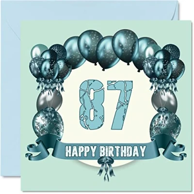 Abbildung von Lustige Geburtstagskarte zum 87. Geburtstag für Männer Geburtstagsballons Happy Birthday Karte Vater, Onkel, Oma, Opa Tante, Großvater, Großmutter, Nanny, 145 mm x Grußkarten,