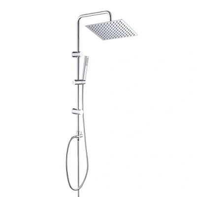 Abbildung von Görbach Regendusche Duschset aus Edelstahl Chrom Duschsystem ohne Duscharmatur, Überkopfbrauseset Duschstange Duschsäule (YT E2525CP, Chrom)