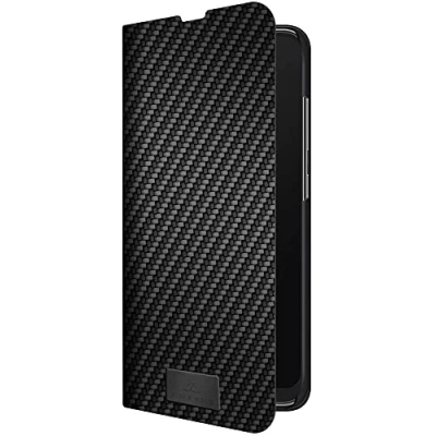 Abbildung von Black Rock Hülle Carbon Booklet Klapphülle Case Passend für Samsung Galaxy A71 I Fiber Cover, 360 Grad Handyhülle, Magnet Verschluss (Schwarz)
