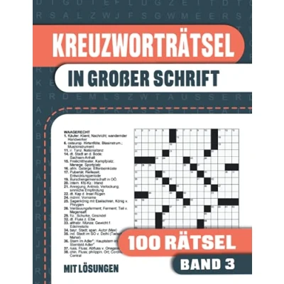 Abbildung von Kreuzworträtsel in Großer Schrift: 100 Große Schrift für Senioren und Erwachsene Band 3