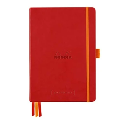 Abbildung von Rhodia 118582C Notizheft Goalbook (DIN A5, 14,8 x 21 cm, Dot, praktisch und trendige, mit festem Deckel, 90g weißes Papier, 120 Blatt) 1 Stück, Mohnrot