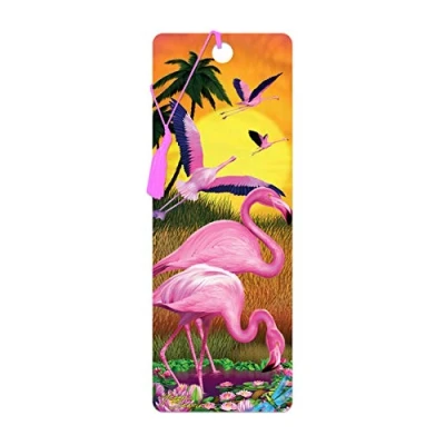 Abbildung von 3D LiveLife Lesezeichen Flamingo Lingo von Deluxebase. Ein mit linsenförmigen Kunstwerken, lizenziert dem bekannten Künstler Michael Searle