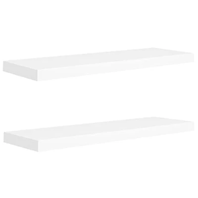 Abbildung von vidaXL 2X Wandregal Schwebend Hängeregal Wandboard Bücherregal Regalbrett Schweberegal CD DVD Regal Dekoregal Weiß 80x23,5x3,8cm MDF