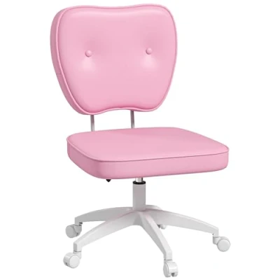 Abbildung von Vinsetto Bürostuhl Höhenverstellbarer Schreibtischstuhl, Drehstuhl mit Rollen (Chefsessel, 1 St), bis 120kg Belastbar, Rosa