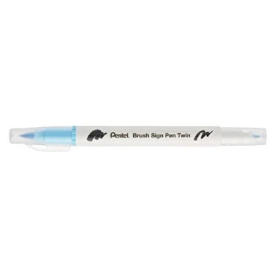 Abbildung von Pentel Brush Sign Pen Twin SESW30C Faserschreiber, 2 pinselähnliche Spitzen, babyblau (1 Stück)
