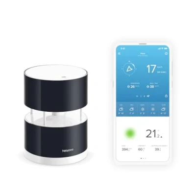 Abbildung von Netatmo Windmesser für Wetterstation, schwarz, NWA01 WW, 16 cm