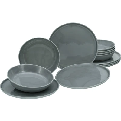 Abbildung von CreaTable Tafelservice &quot;Teller Set, Geschirr Set Chef Collection&quot;, (Set, 12 tlg., Teller für 6 Personen), Suppenteller, Speiseteller, nordisches Design, Teile Personen
