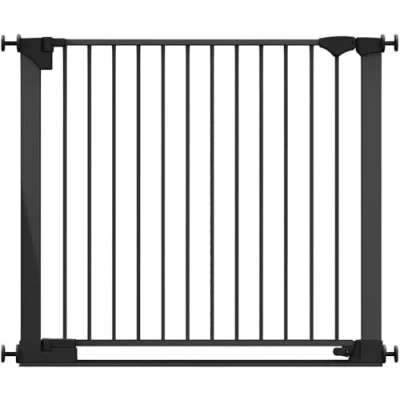 Abbildung von Safetots Sicherheitsstuffen Treppenschutzgitter, Schwarz, 96cm 103cm, Extra Niedrige Durchgangshöhe, 81cm Breite Türöffnung, Einteiliges Breites Gitter für Treppen, Baby und Kleinkind