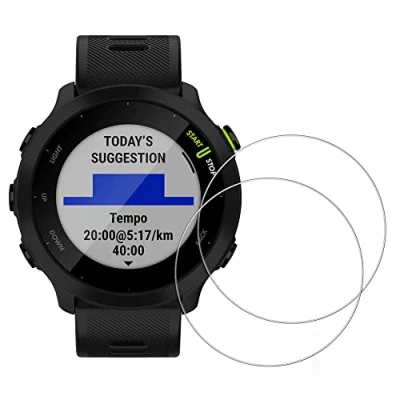 Abbildung von kwmobile 2X Echtglas Displayschutzfolie kompatibel mit Garmin Forerunner 55 Schutzglas Displayschutz für Smartwatch aus Glas Schutz Fitness Tracker