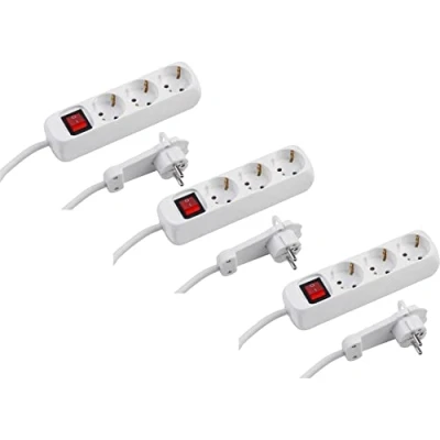Abbildung von Meister Steckdosenleiste 3 fach 3er Set 2 m Kabel weiß Extraflacher Stecker und beleuchteter Schalter IP20 / Mehrfachsteckdose Tischsteckdose Steckerleiste mit Flachstecker 7430460