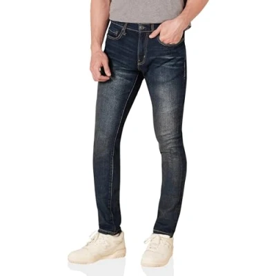 Abbildung von Amazon Essentials Herren Stretchjeans, Skinny Passform, Dunkle Waschung, 31W / 28L