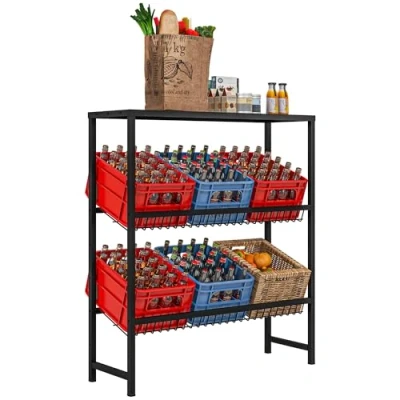 Abbildung von HOMCOM Standregal Getränkekistenregal für 6 Kisten, Getränkeregal 1 tlg., 103 x 30 113,5 cm, Stahl, Schwarz