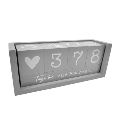 Abbildung von Close Up Jahres Countdown Kalender, nachhaltiger Holz Tischkalender, Dauerkalender, Tagezähler grau, 100% (MDF), in Fenster Box
