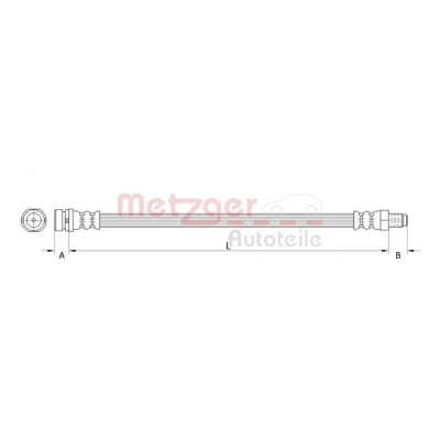 Abbildung von METZGER 4111335 Bremsschläuche Hinterachse links, rechts, am Bremssattel 275mm M10 x 1mm