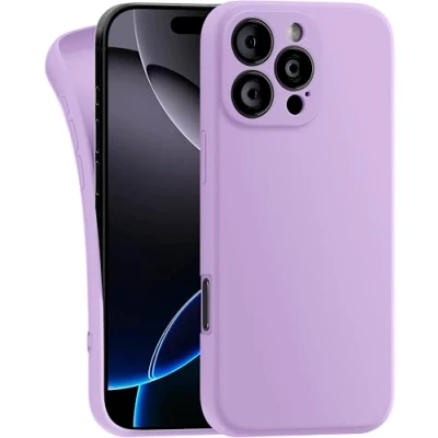 Abbildung von MyGadget Hülle kompatibel mit iPhone 16 Pro Max robuste Handyhülle TPU Case Slim Silikonhülle Back Cover Kratzfest Schutzhülle Matt Lila
