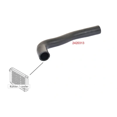 Abbildung von METZGER 2420313 Kühlerschlauch links oben EPDM (Ethylen Propylen Dien Kautschuk) PEUGEOT: 106 I Schrägheck