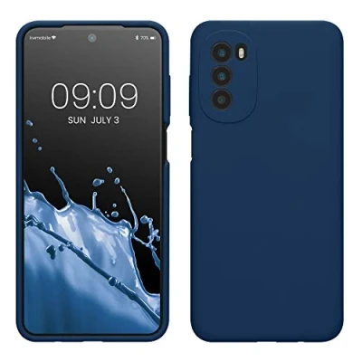 Abbildung von kwmobile Hülle kompatibel mit Motorola Moto G52 / G82 5G Silikon Handy Case Handyhülle weiche Oberfläche kabelloses Laden Marineblau