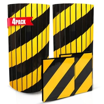Abbildung von Garagensäulenschutz 4 Stück passend für runde Säulen, reflektierender Parkschutz, Türschutz und Stoßstangenschutz fürs Auto (2 40 x 25 2 cm flexibel + 20 glatt) (gelb)