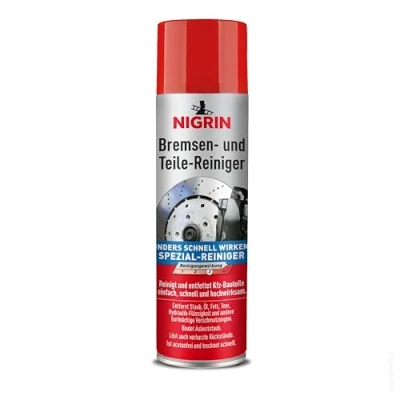 Abbildung von NIGRIN Bremsenreiniger, Motor Teilereiniger, 500 ml Sprühdose, zur Entfettung von Bremsen , und Maschinenteilen, 1 Stück, weiß