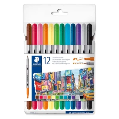 Abbildung von 10 x Staedtler Doppelfasermaler sortiert 12 Stück