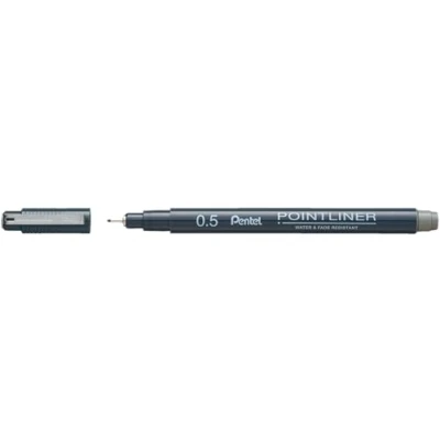 Abbildung von Pentel Pointliner S20P 5N, Fineliner, grau, wasserfest und lichtecht, 0.5 mm, 1 Stück (1er Pack)