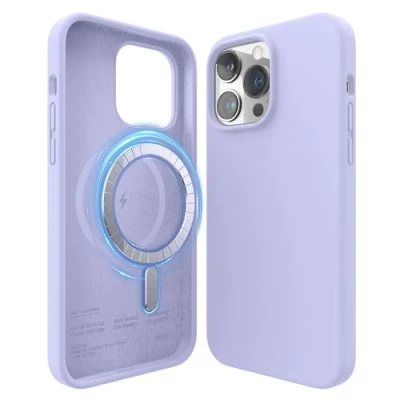 Abbildung von elago Magnetische Silikonhülle Kompatibel mit iPhone 14 Pro Max Hülle (6.7&quot;), MagSafe Alles Zubehör, Eingebaute Magnete, Premium Flüssigsilikon, Schutzhülle (Violett)