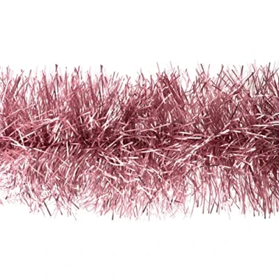 Abbildung von Creativery Weihnachtsgirlande Lametta 15cm x 3m Lamettagirlande Baumgirlande Christbaumdeko Hellrosa