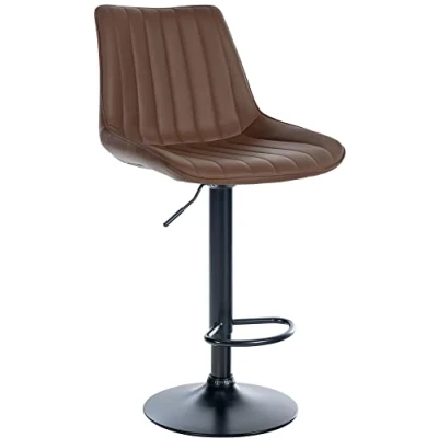 Abbildung von CLP Barhocker Toni Kunstleder I Höhenverstellbarer Barstuhl Mit Metallgestell Thekenhocker Integrierter Fußstütze, Farbe:braun, Gestell Farbe:schwarz
