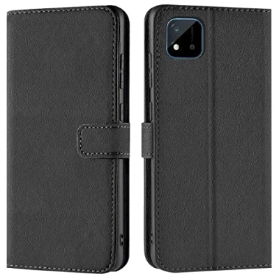 Abbildung von Verco Handyhülle für Realme C11 Hülle, Bookcase Tasche Flipcover Case [Kartenfächer/Aufstellfunktion], Schwarz