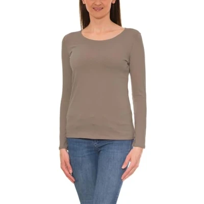 Abbildung von Alkato Damen Langarm Shirt mit O Ausschnitt, Farbe: Beige Latte, Größe: S