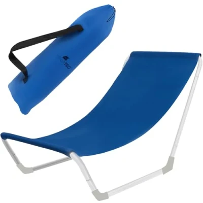Abbildung von MT MALATEC Strandliege mit Tragetasche Klappbar Belastbar bis 110 kg Wasserdicht Garten Tarasse Strand Camping Stahl Blau 23563