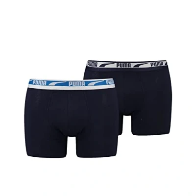 Abbildung von Puma MEN Multi LOGO Boxer 2 PACK Panties, Herren, Größe: Small, Peacoat