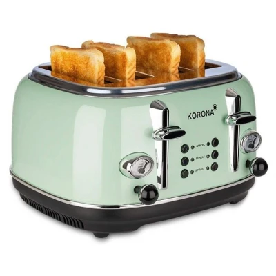 Abbildung von KORONA Toaster Retro 4 Scheiben, Vintage Design, Analoge Anzeigen, 2 separate Röstbereiche