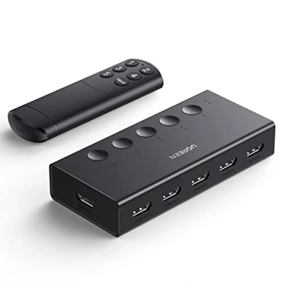 Abbildung von UGREEN HDMI 2.0 Switch 5 in 1out KVM Splitter 4K@60Hz Unterstützung 3D/CEC/HDR/HDCP 2.2, Kompatibel mit PS5/4, Xbox, Apple TV, Skybox, Blu Ray, HDTV, Monitor, etc.