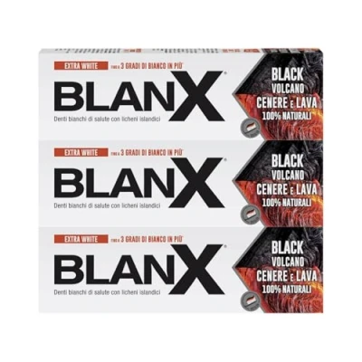 Abbildung von BlanX Black Volcano Zahnpasta 75 ml x 3, Whitening mit isländischen Flechten und Vulkanasche, vegan freundlich antibakteriell