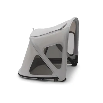 Abbildung von Bugaboo Fox und Cub Sonnendach mit Lüftungsfenstern, ausziehbar für zusätzlichen optimalen Sonnenschutz, wasserabweisend, kompatibel allen Modellen, Misty Grey