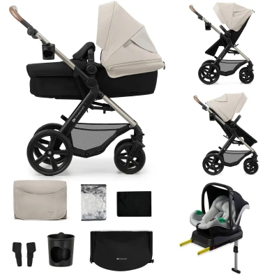 Abbildung von Kinderkraft MOOV2 Kinderwagen 4 in 1 Kinderwagenset bis 26 kg mit Kindersitz I SIZE 40 75 cm, Buggy Funktion, Liegeposition verstellbar, Große ausziehbare Verdeck, Eva Schaum Räder, Grau