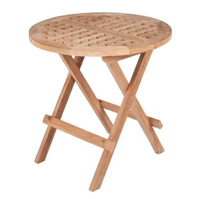 Abbildung von Riess Ambiente Wetterfester Beistelltisch Empire Teak 50cm Teakholz rund einklappbar Tisch Gartentisch Klapptisch
