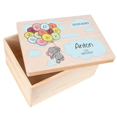 Abbildung von Creative Deco Personalisiert Geburtstag Geschenke für Frauen, Männer und Kinder Erinnerungsbox Holzkiste Mehrere Motiv Individuelle Geschenk Geschenkkiste Geschenkbox