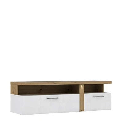 Abbildung von FORTE Tuluza TV Unterschrank mit 2 Schubladen, Holzwerkstoff, Weiß Artisan Eiche, 50,7 x 163,2 53,9 cm