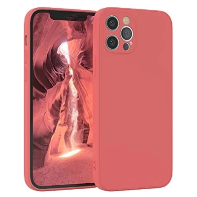 Abbildung von EAZY Case Silikonhülle für iPhone 12 Pro Hülle Silikon Rot weich stoßfeste Handyhülle Schutzhülle mit Kameraschutz Dünn Premium Schutz Cover TPU Phone Bumper in Hellrot