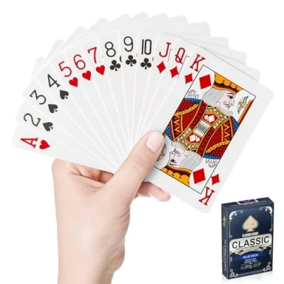 Abbildung von WUGAUWOR wasserdichte Spielkarten, Kunststoff Kartenspiel, Poker Karten Spiele Wasserfeste Spielkarten für Camping Spiele, Playing Cards Blackjack Bridge Kartenspiele, 1 Deck, Blau