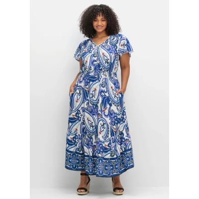 Abbildung von Sheego Maxikleid, Damen, Größe: 42, Offwhite gemustert