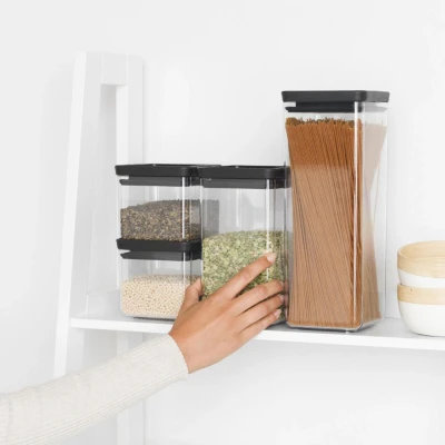 Abbildung von Brabantia 4er Set Vorratsdose Eckig, Tasty+, Dunk Grau