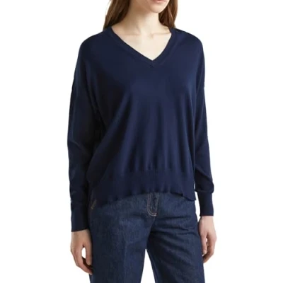 Abbildung von United Colors of Benetton Vneck Strickpullover, Damen, Größe: XS, Blue