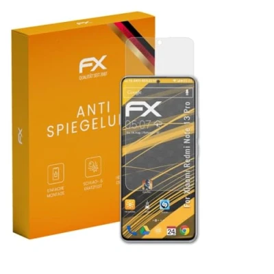 Abbildung von atFoliX Panzerfolie kompatibel mit Xiaomi Redmi Note 13 Pro Schutzfolie, entspiegelnde und stoßdämpfende FX Folie (3X)