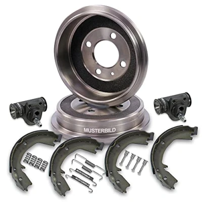 Abbildung von BESTPRICE Bremsensatz Hinterachse inkl. 2x Bremstrommel 4x Bremsbacken für Trommelbremse 1x Montagesatz Radbremszylinder Kompatibel mit CHEVROLET MATIZ (M200, M250), DAEWOO (M100, M150)
