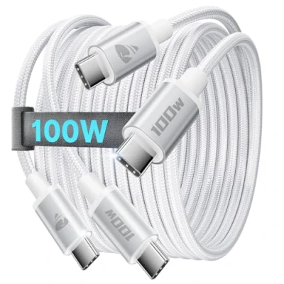 Abbildung von Aioneus USB C Kabel, 100W auf Kabel [2Stück 1M+1M] 5A Schnellladekabel Nylon Typ Ladekabel für iPhone 16 15 Pro Max, MacBook Pro/Air, Samsung S24 S23 S22, iPad